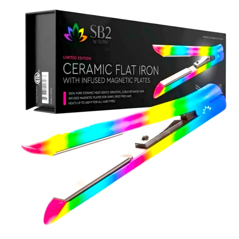 Brand New SB2 By Sutra Ceramic Flat Iron Hair Straightener 1" Rainbow $80 MSRP